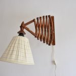 Vintage retro houten schaarlamp jaren 50