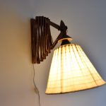 Vintage retro houten schaarlamp jaren 50