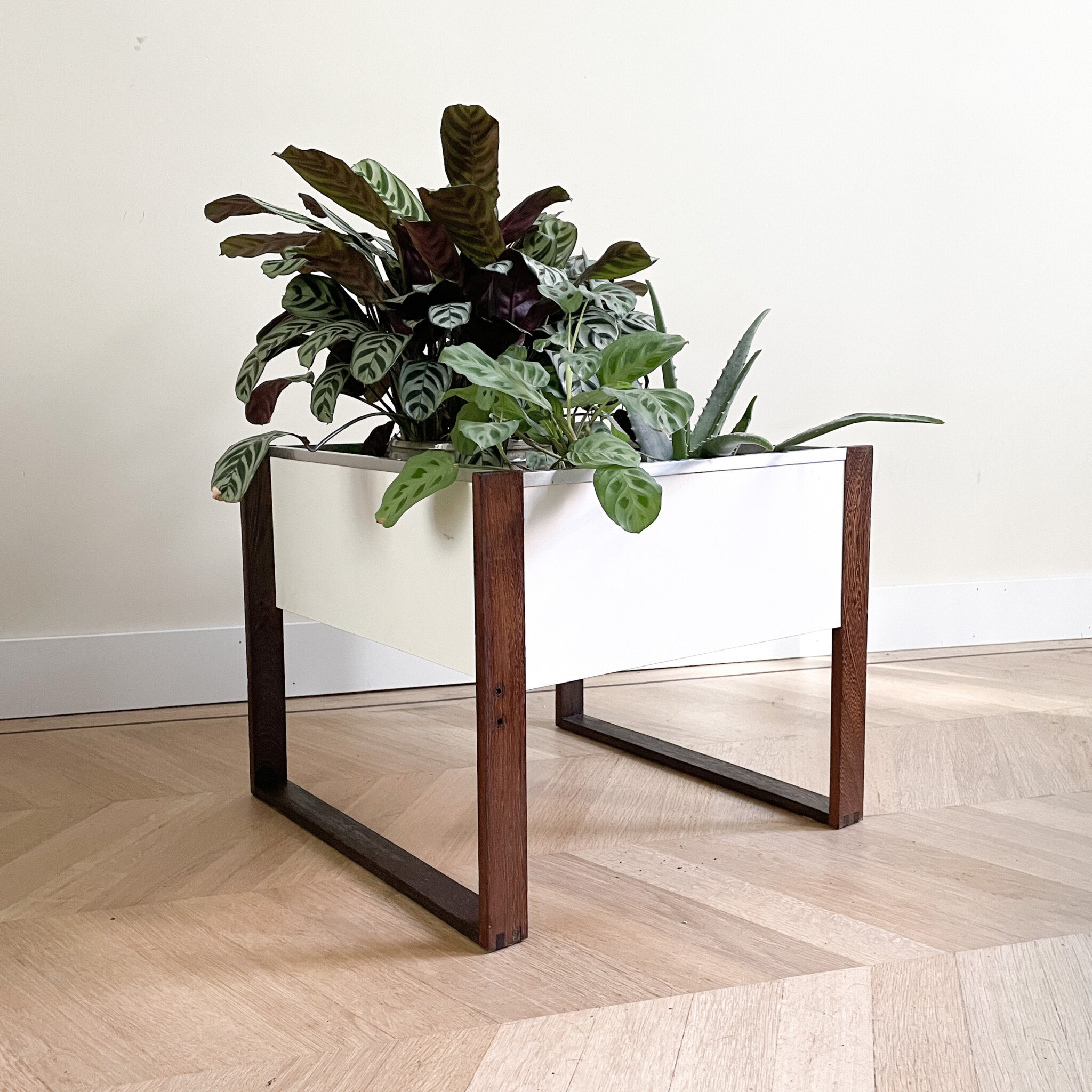 Vintage Deens Design wengé houten plantenbak